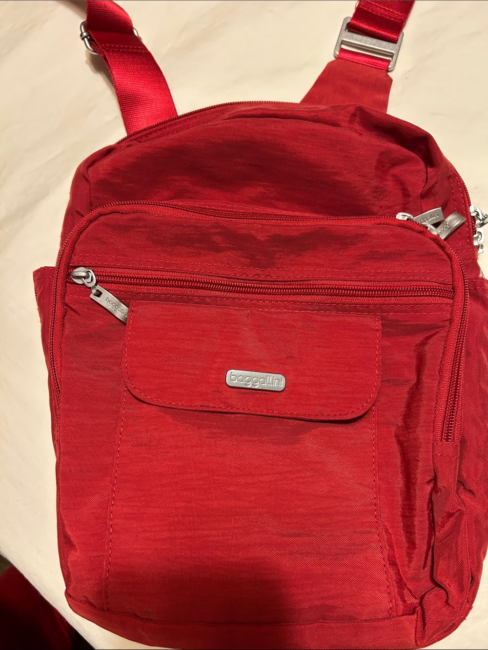 Baggallini Red Compact Sling Backpack - Picture 3 of 10